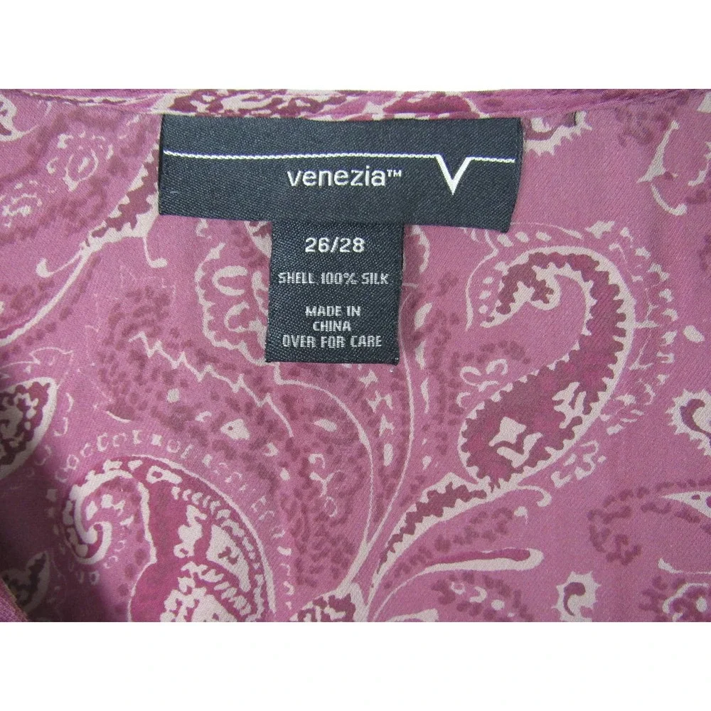 Venezia Women's Blouse Size 26/28 Plum Purple Paisley 100% Silk - Picture 3 of 5